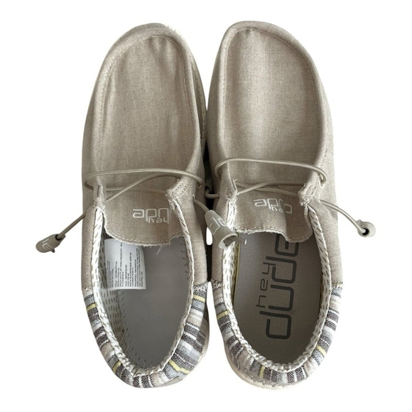 Hey Dude Wally Stretch Canvas Light Grey Casual Shoes Moccasins Men’s Size 11 - Picture 5 of 7